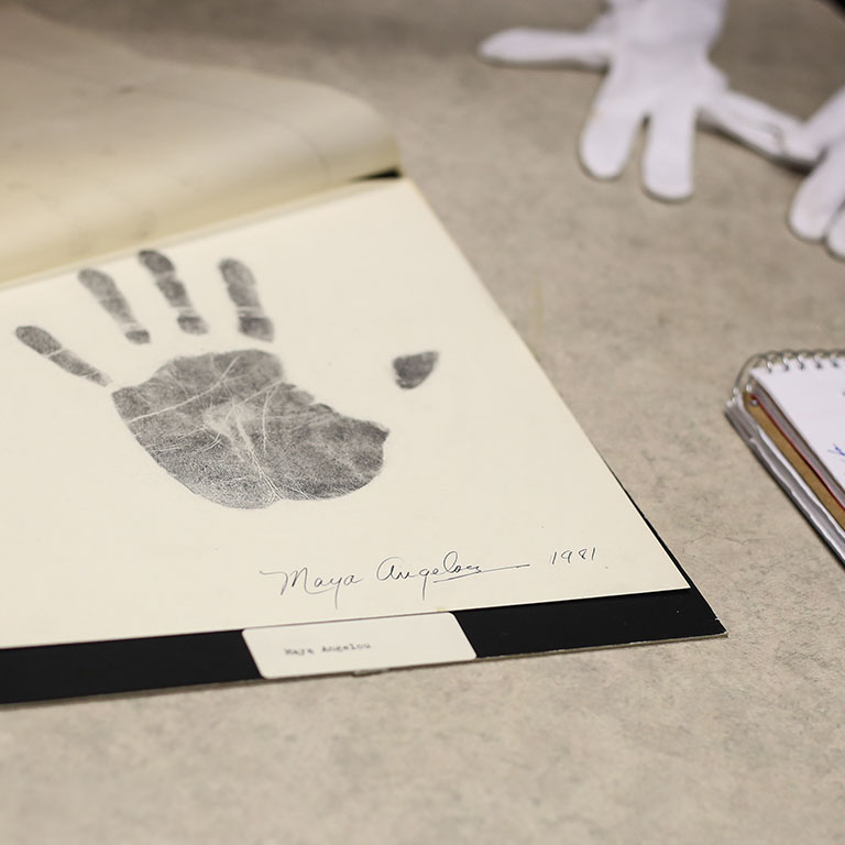 Maya Angelou's handprint
