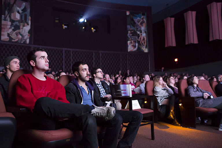 People watching a movie at the IU Cinema