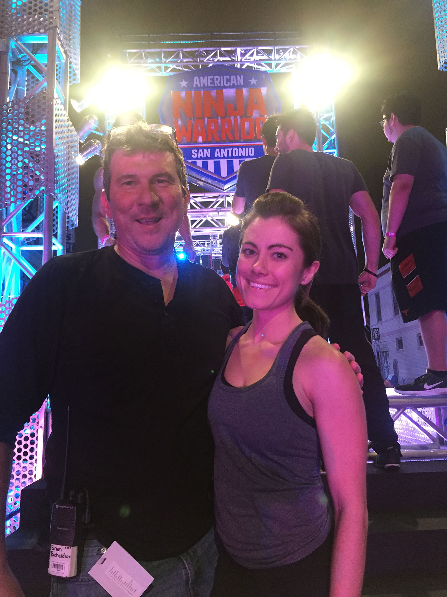 Brian Richardson and Kacy Catanzaro on the set of "American Ninja Warrior"