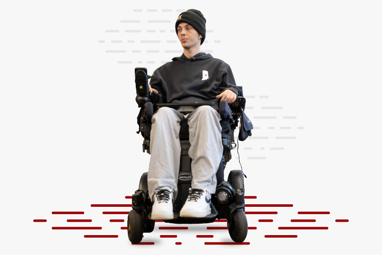 Josh Fugate, a student in a wheelchair.