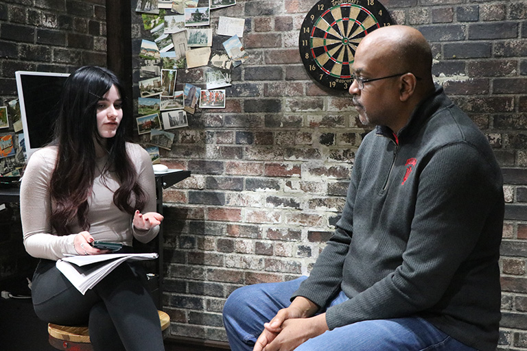 Jerald Harkness speaks with interviewer Erin Stafford.