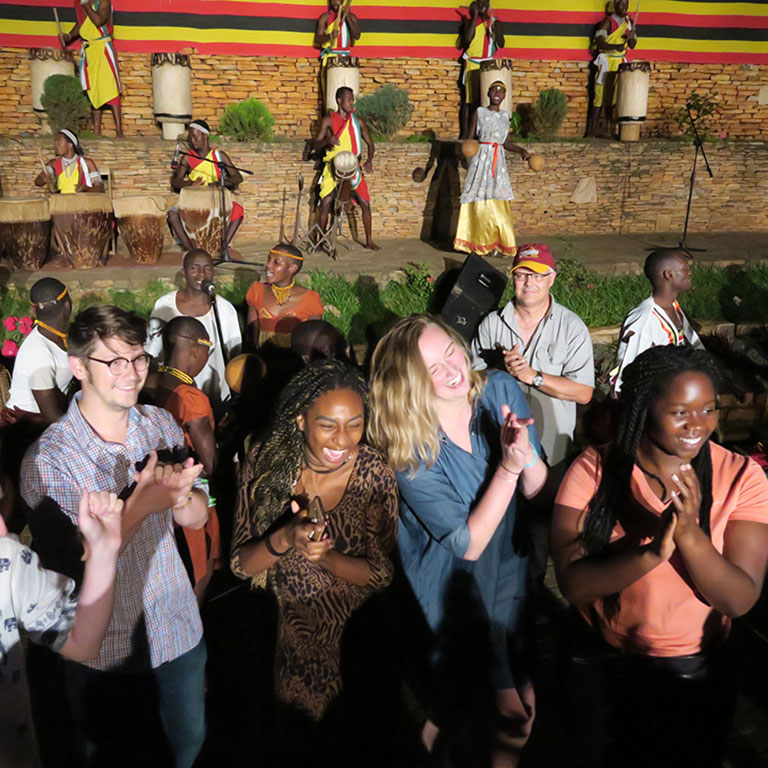 Students dancing at Ndere Cultural Center in Uganda